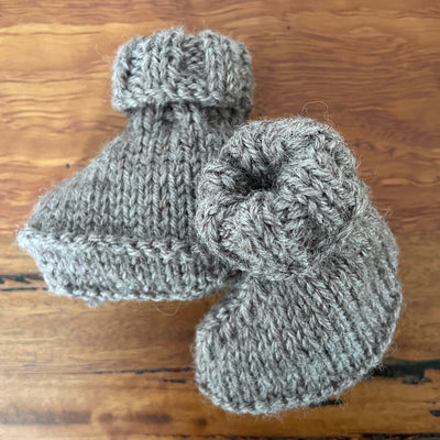 Earth coloured hand made baby booties